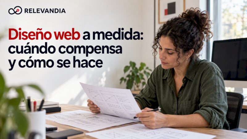Diseñadora evalúa los wireframes de un sitio web personalizado