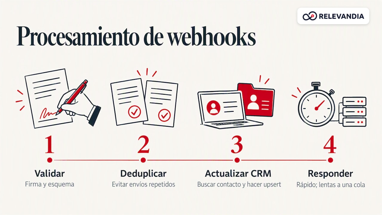 Secuencia de validación y procesamiento de un webhook