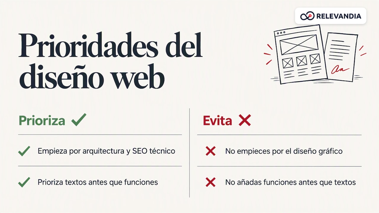 Nuestra perspectiva: la web se diseña para vender, no para gustar — overview diagram